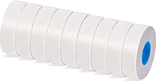 Veltec Premium 2212 Pricing Labels for Garvey and Contact 22-6 22-7 22-8 Price Gun - 9 Rolls, 11,000 Labels and Free Inker (White) White