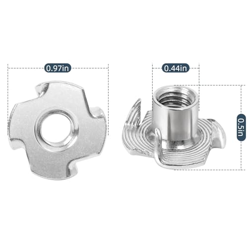 3/8"-16 Stainless Steel T-Nuts Durable Anti-Corrosion Threaded Inserts Tee Nut Four Prongs Nut for Wood and Furniture, 30 PCS 3/8"-16 x 1/2" 304 Stainless Steel