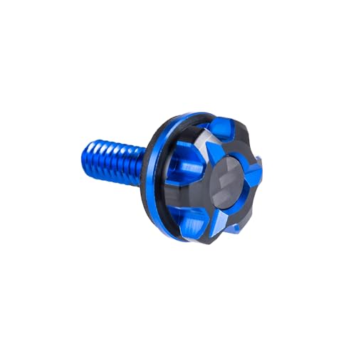 Advanblack Axion CNC Knurled Seat Bolt Kit – 6061 Billet Aluminum Tab Screw Knob Cover Fits Harley Touring Street Glide Road Glide Road King Electra Glide Dyna Softail 1997-2025 (Black and Blue) Black and Blue