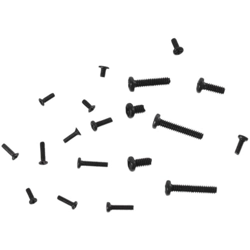 FEIYING Small Screws Assortment Kit, 18 Kinds M1.2 / M1.4 / M2.0 Mini Micro Screws Set, Black Repair Screws for Sunglasses, Glasses, Watches, Clocks (Round Head & Countersunk Head)
