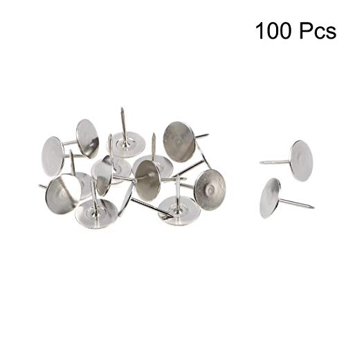 uxcell Upholstery Nails Tacks 19mmx23mm Flat Head Furniture Nails Silver Tone for Furniture Sofa Headboards, 100 Pcs