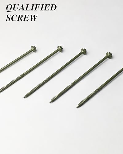100Pcs #14 x 4 Deck Screws Hex Flanged Head Lag Screw Bolts, Epoxy Coated Rust Resistant Exterior Structural Wood Screws 4 Inch, Hex Socket Included Green Outdoor Decking Screw for Wood Fence 14 x 4" 100