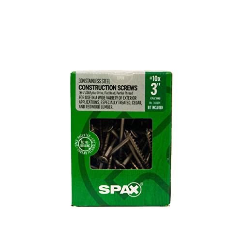 #10 x 3 Exterior Flat Head Construction Wood Screws (68 pcs) T20+ T-Star Plus Stainless Steel #10 x 3" 68