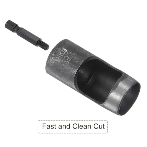 Leather Hole Punch Tool - [25mm x 1/4" Shank] Extension Hex Shank Drill Bit Carbon Steel Hollow Puncher for Fabric Leathercraft Belts Use, 99mm Length 25mm