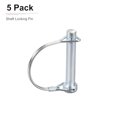 DTGN 10mm x 60mm (DXL) Shaft Locking Pin - 5Pack - Good for Farm Trailers Lawn - Carbon Steel Round Trailer Coupler Pin - Silver Tone 5