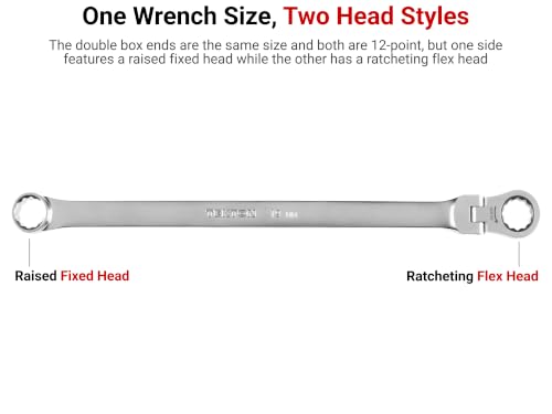 TEKTON 9/16 Inch Long Fixed/Flex Head Ratcheting Box End Wrench | WRB35314
