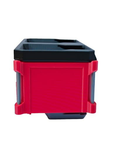 Double Feet Mounting Tool Box For Milwaukee Packout Mini Crate | Storage Organizer for Tools | Small Tool Holder, Black & Red