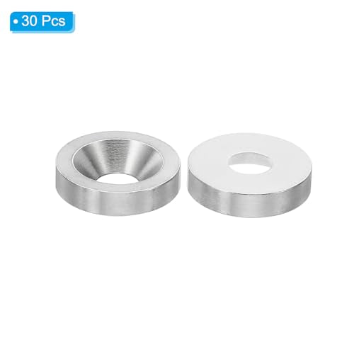 PATIKIL M6 Finish Countersunk Washer, 30pcs 18mm Dia. 4mm Tall Solid 304 Stainless Steel CNC Cup Washer Flat Screw Head Gasket for Constructions M6 x 18mm x 4mm 30