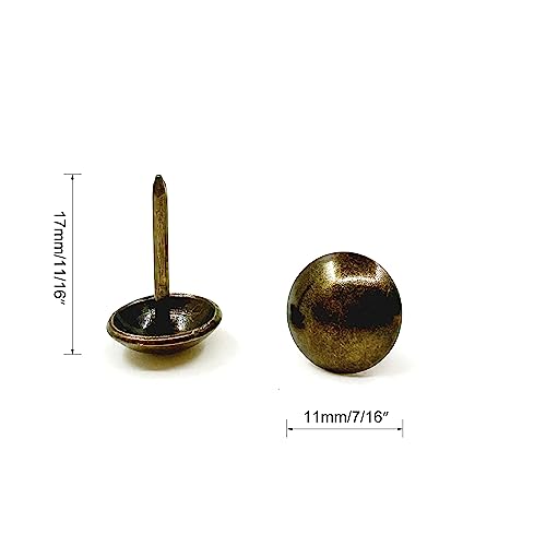 11mmx17mm Brass Sofa Upholstery Tacks Wooden Furniture Decorative Tacks Thumb Nails Home DIY Upholstery Nails Heads 100Pcs (Bronze, 7/16")