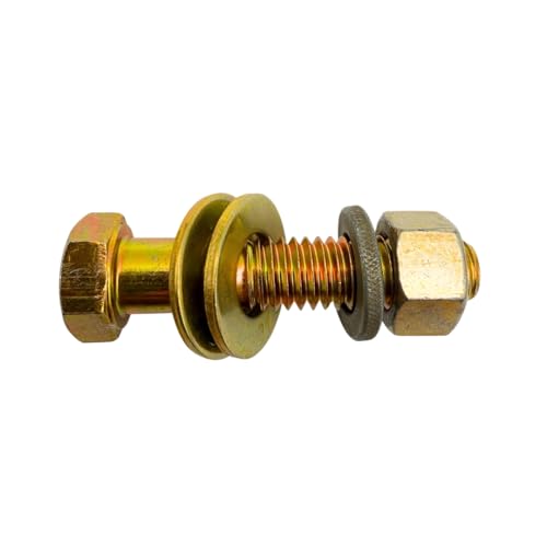 3/8"-16 x 1-3/4" Grade 8 Bolts (10-Pack) – Heavy-Duty Hex Bolts Includes Flat Washers Lock Washers & Nuts – High-Strength SAE 1.75" Coarse Bolts for Automotive, Machinery & Construction 3/8" x 1-3/4" Standard Nut 10