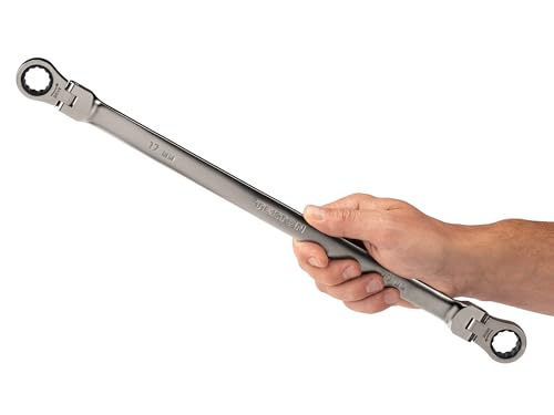 TEKTON 17 x 19 mm Long Flex Head Ratcheting Box End Wrench | WRB36417 21/32 x 3/4 in.