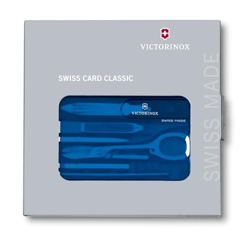 Victorinox Swiss Card Classic Transparent Blue Multi-tool Card, ABS/Cellidor Handle, 82mm x 55mm x 4mm, 26g, 10 Functions V07122.T2B1