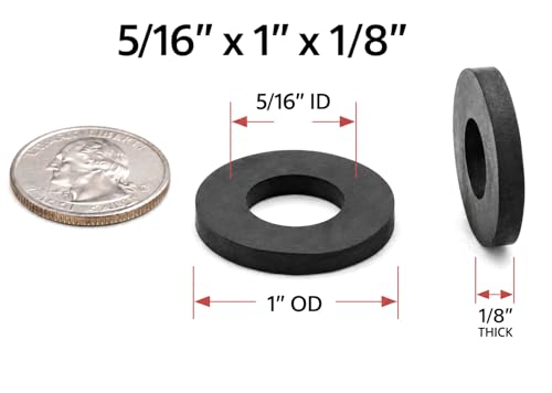 5/16" ID x 1" OD x 1/8" Oil Resistant Nitrile Rubber Flat Washers for Motorcycle ATV UTV Mount Bolts, Battery Trays, Fairings, Skid Plates & Vibration Isolation (12) 12