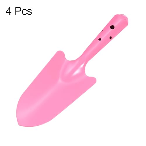 HARFINGTON 4pcs Mini Colorful Metal Hand Shovel 11" x 3" Digging Trowel Set Transplanting Garden Tools for Flower Soil Digging Planting Weeding Transplanting Garden, Pink