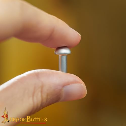 Lord of Battles Mushroom Head Steel Rivets, Solid Metal Rivets for Leather, Wood & DIY Projects - Dome Head Fasteners, Pack of 100 (13 mm) 13 mm
