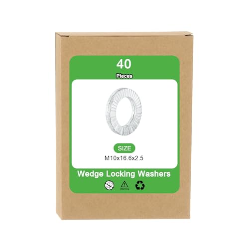 Uxcell Wedge Locking Washers for M10 Bolts, 40pcs Manganese Steel Vibration Resistant Safety Washers 40