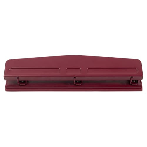 JAM PAPER Metal 3 Hole Punch - Burgundy - 10 Sheet Capacity - Hole Puncher Sold Individually
