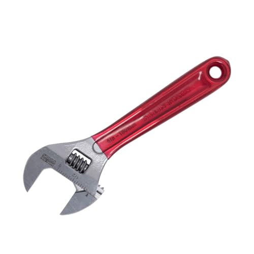 Klein Tools D507-6 Adjustable Wrench, Extra Capacity Jaw Forged Drive Wrench with High Polish Chrome Finish, 6-1/2-Inch Dipped Handle, 6-Inch