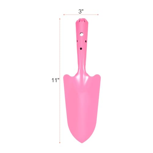 HARFINGTON 4pcs Mini Colorful Metal Hand Shovel 11" x 3" Digging Trowel Set Transplanting Garden Tools for Flower Soil Digging Planting Weeding Transplanting Garden, Pink