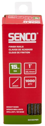 SENCO DA13EPBR 34 Degree Collated Finish Nails, 15 Gauge, 1 Inch Length, Bright, 1,000 Count Pack 1-inch Steel Bright Basic