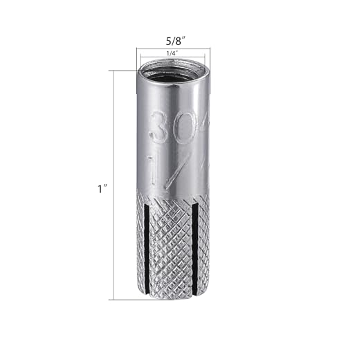 Wensilon(20 pcs) 1/4"-20 Premium Stainless Steel Drop in Anchors Assortment, Knurled Drop-in-Anchor for Solid Concrete, Internal Forced Expansion Screw Bolts SS 20