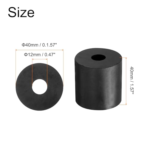 uxcell 8pcs Rubber Spacers 40mm OD, 12mm ID, 40mm Height Round Anti Vibration Spacer Rubber Bushing Grommets Thick Rubber Washers for Home Car Accessories 40mmx12mmx40mm(OD*ID*Height)