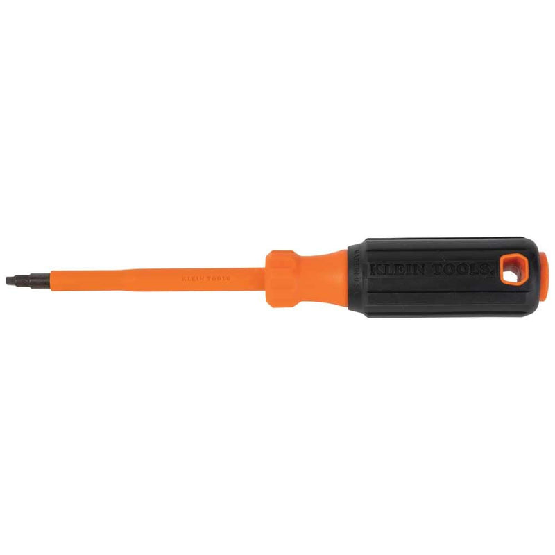 Klein Tools 6844INS Insulated Screwdriver, Made in USA, 1000V #2 Square Tip Screwdriver with 4-Inch Shank, Tip-Ident, Cushion-Grip Handle # 2 Square