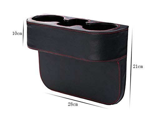 Car Cup Holder, Auto Cup Drink Holders，Multifunctional Auto Front Seat Organizer with PU Leather Cover, Gap Filler Storage Box Coin Bucket Console Side Pocket Cell Mobile Phone Holder (Black) Black