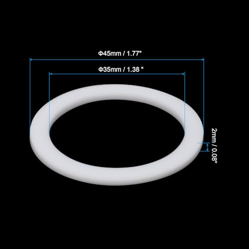PATIKIL Flat Washers 100Pcs 45mm OD 35mm ID 2mm Thickness PTFE Seal Washers 45x35x2mm