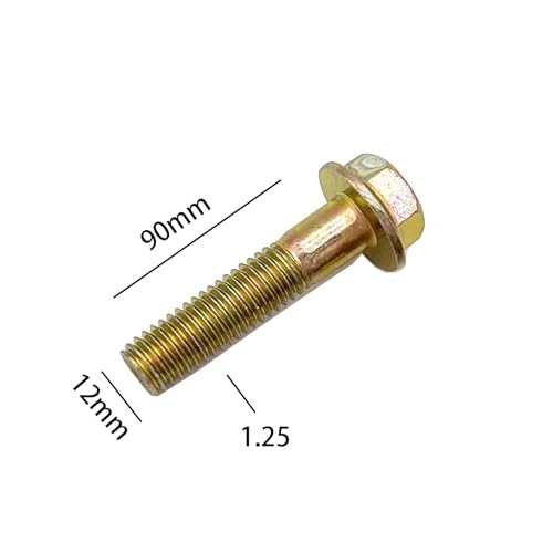 10.9 Grade High-Strength M12-1.25 Hex Flange Fine-Thread Screws, 9 Lengths (25/30/40/50/60/70/80/90/100mm) - 4 Pcs, Color-Zinc Plated, Suitable for Hardware & Car Modification (M12-1.25 * 90mm) M12-1.25*90mm
