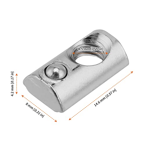 HOZEON 200 PCS M5 Roll in Spring Loaded T Nuts, 2020 Aluminum Extrusion T Nuts for 2020 Series 6mm T-Slot Aluminum Extrusion Profile, and 3D Printer