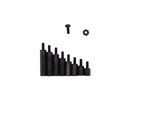 320pcs M2.5 Nylon Hex Spacer Standoffs Screws Nuts Assortment Kit; Male-Female(Black) (Pack of 2) M2.5 (Pack of 2)