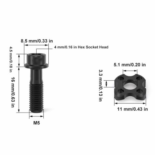 M5 x 16 mm Bike Front Derailleur Screw and Washer Set,Black