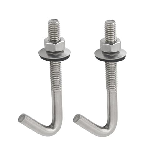 15 Pack J Hook Roofing Bolts M6 304 Stainless Steel Long Shank Roof Concrete Anchor Bolt with Hex Nut and Washer (M6x50mm) M6x50