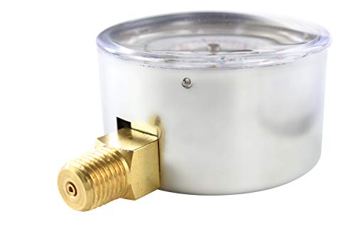 Diaphragm Low Pressure Capsule Gauge, 2-1/2" Dial, 3 PSI Range, 1/4" NPT Lower Mount, Chrome Steel Case, Brass Internals, Adjustable, Scales 3 PSI / 20 kPa / 200 mBar