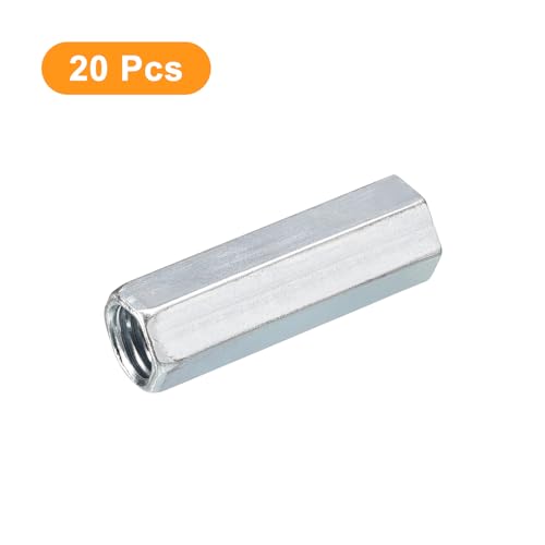 uxcell 20pcs M12x15x50mm Coupling Nuts - Galvanized Carbon Steel Hex Threaded Rod Coupler for Furniture, Electronic, Industrial