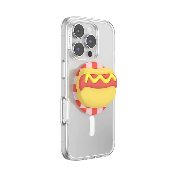 PopSockets Phone Grip for MagSafe, Magnetic Holder- Hot Dog | Removable, For Kindle / Android / iPhone, With Magnet, 3d, Large, Big, Funny