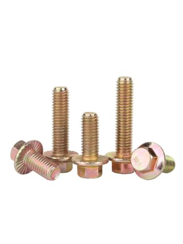 10.9 Grade High-Strength M12-1.25 Hex Flange Fine-Thread Screws, 9 Lengths (25/30/40/50/60/70/80/90/100mm) - 4 Pcs, Color-Zinc Plated, Suitable for Hardware & Car Modification (M12-1.25 * 90mm) M12-1.25*90mm