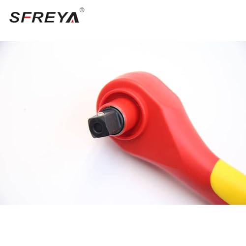 F8201 1/4 Inch Drive 1000V Insulated Ratchet Wrench, VDE GS Certified, IEC 60900 & ASTM F1505 Approved, OSHA Compliant Reversible Quick Release CRV Socket Wrench for Electrician