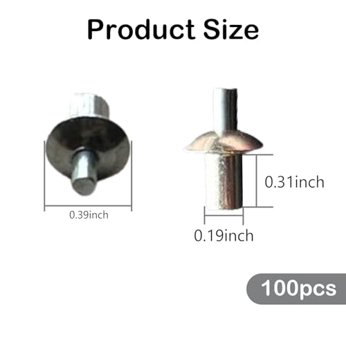 300 Pcs Hammer Drive Rivets, Aluminum Core Rivets with Round Head for Household, Mechanical Equipment, Electronic Equipment, Heavy-Duty Applications 300Pcs