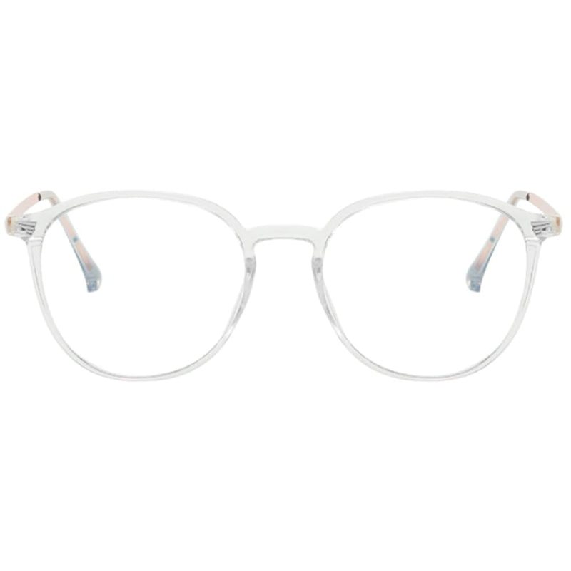 Shiratori Round Blue Light Blocking Glasses for Women Men, Retro Lightweight Fashion Frame Anti Eyestrain Computer Glasses Transparent Clear