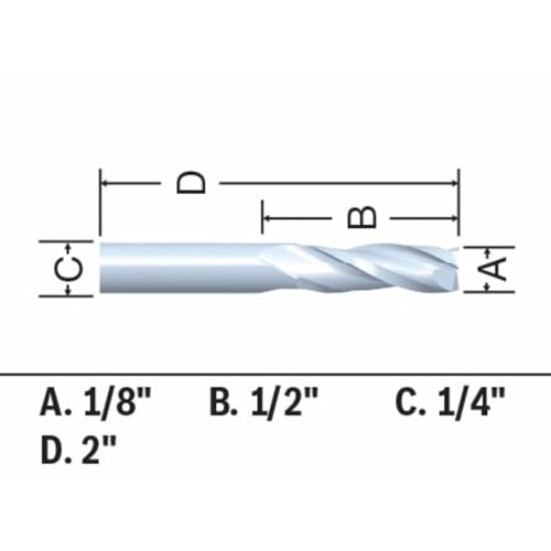 Bosch 85908MC 1/8 in. x 1/2 in. Solid Carbide Double-Flute Upcut Spiral Router Bit