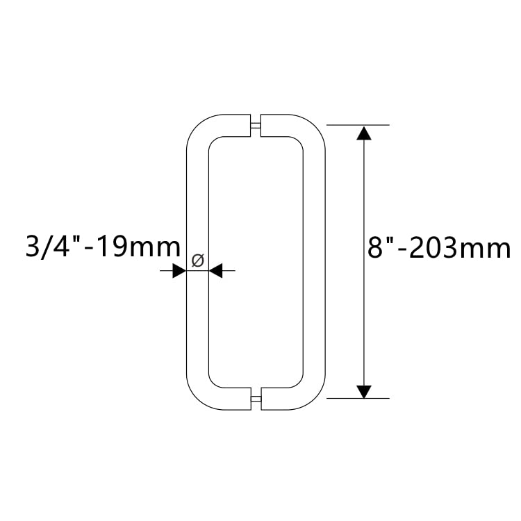 Ranbo Matte Black 8" （CTC） Tubular Back-to-Back Shower Door Handle，3/4" Diameter Pull Handles with Metal Washers, for 1/4"- 1/2" Thick Glass and 1-3/8" - 2-1/6" Thick Wooden or Metal Doors 8 Inch 8" Matte Black