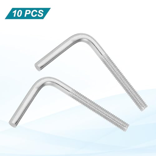 MECCANIXITY 10pcs M4 x 40mm L-Shaped Right Angle Bolt Screw, 304 Stainless Steel L Shape Foundation Bolt Long Square Bend Screw M4x40mm 10