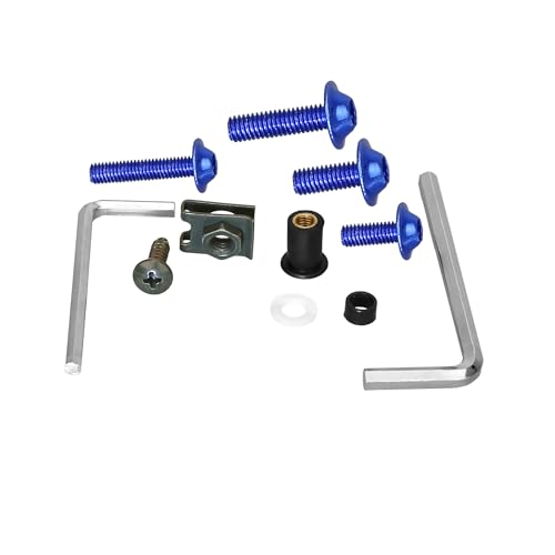 Motorcycle Universal Fairing Bolt Kit, 177 Pieces M5 M6 Aluminum Alloy Screw Fasteners, Washer Clip Combination (blue) blue