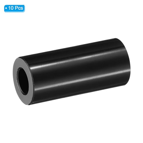 PATIKIL M10 Aluminum Spacers, 10 Pcs Metal Spacer Aluminum M10 x 3/4" OD x 2" L Aluminum Spacer Screw Standoff Round for 3/8" or M10 Screw Bolts 2 Inch Black