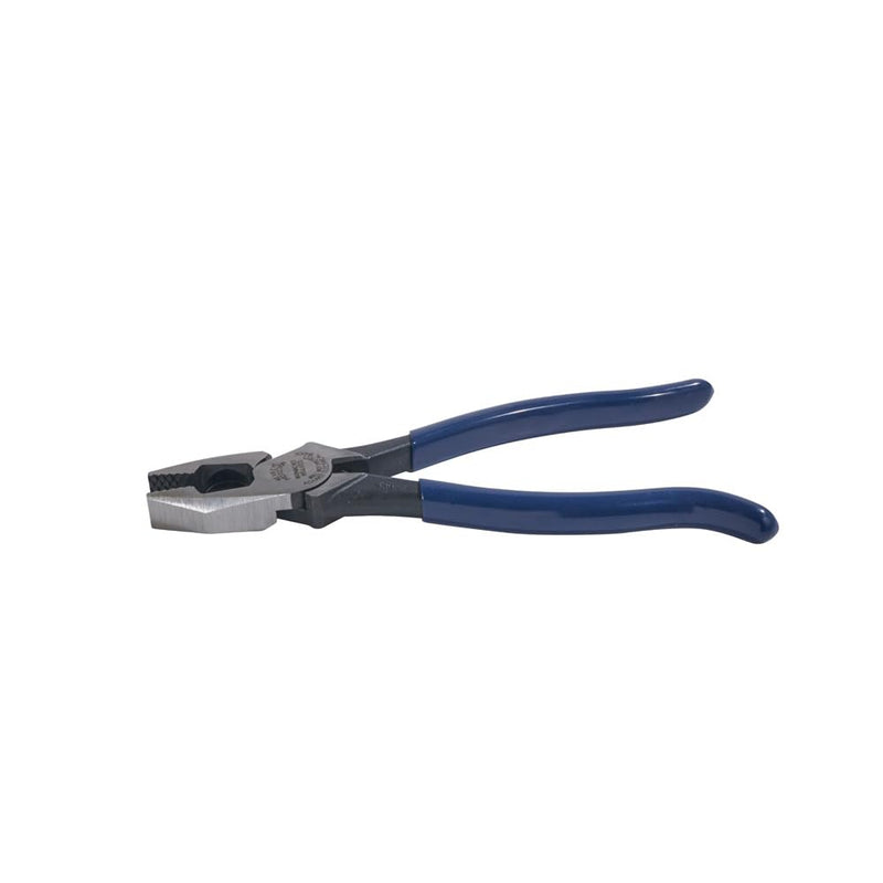 Klein Tools D213-9ST High-Leverage Ironworker's Pliers, Made in USA, Twist and Cut Soft Annealed Tie Wire, Hook Bend Handle, Spring Loaded, Heavy-Duty Jaws High Leverage/Plasitc Dipped Handle
