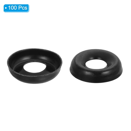 PATIKIL #14 Finish Countersunk Washer, 100pcs 304 Stainless Steel Flat Cup Head Screw Gasket Bolt for Mechanical Accessories Parts DIY Models, Black 100