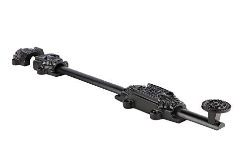 A29 Door Sliding Bolt & Latches, 12 X 1 1/4 X 1 7/8 inches with 3 Gate Latch, Barrel Bolt Iron Black Powder Coat Finish, Security Slide Lock for Doors Gates Cabinet 12 x 1-1/4 Inch