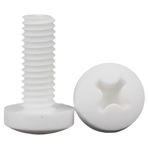30Sets M4X16 Polypropylene (PP) Metric Cross Phillips Pan Head Screw Plastic Fasteners w./Nuts Washers Set (Non-Conductive, Lightweight) White
